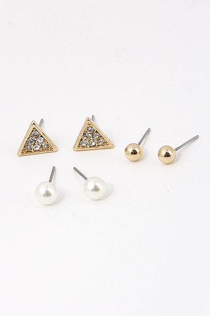 Triangle Shape Studded Pearl Set Earring 5BAG6